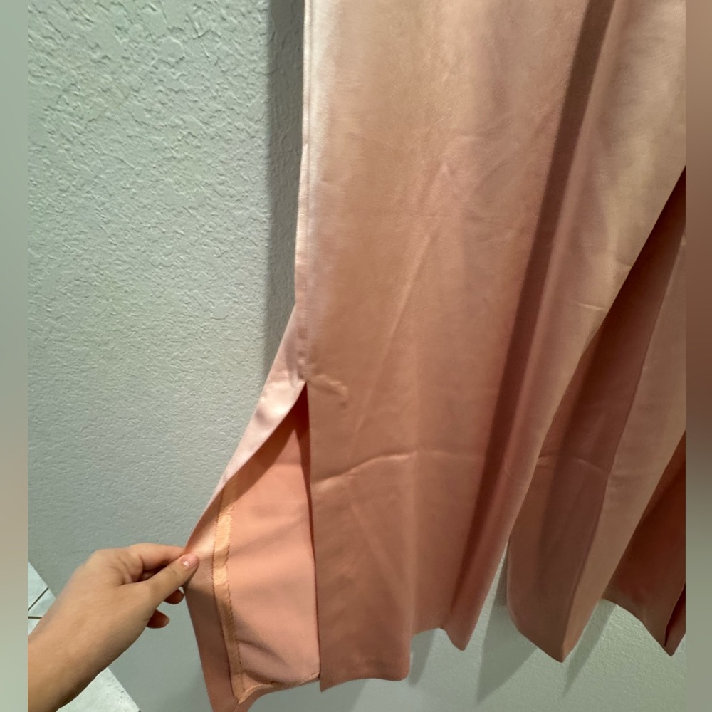 NWT Trina Turk Sz XL Sunset Wide-Leg Satin Pants in Blush Pink - Picture 6 of 8